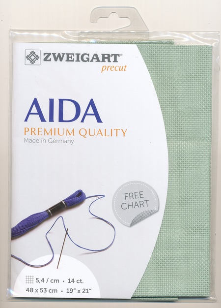 611 Celadon Zweigart Aida 14 Count Pack 48 x 53cm