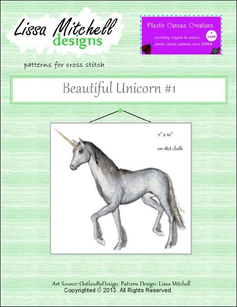 Beautiful Unicorn #1 By Lissa Mitchell Cross Stitch Pattern