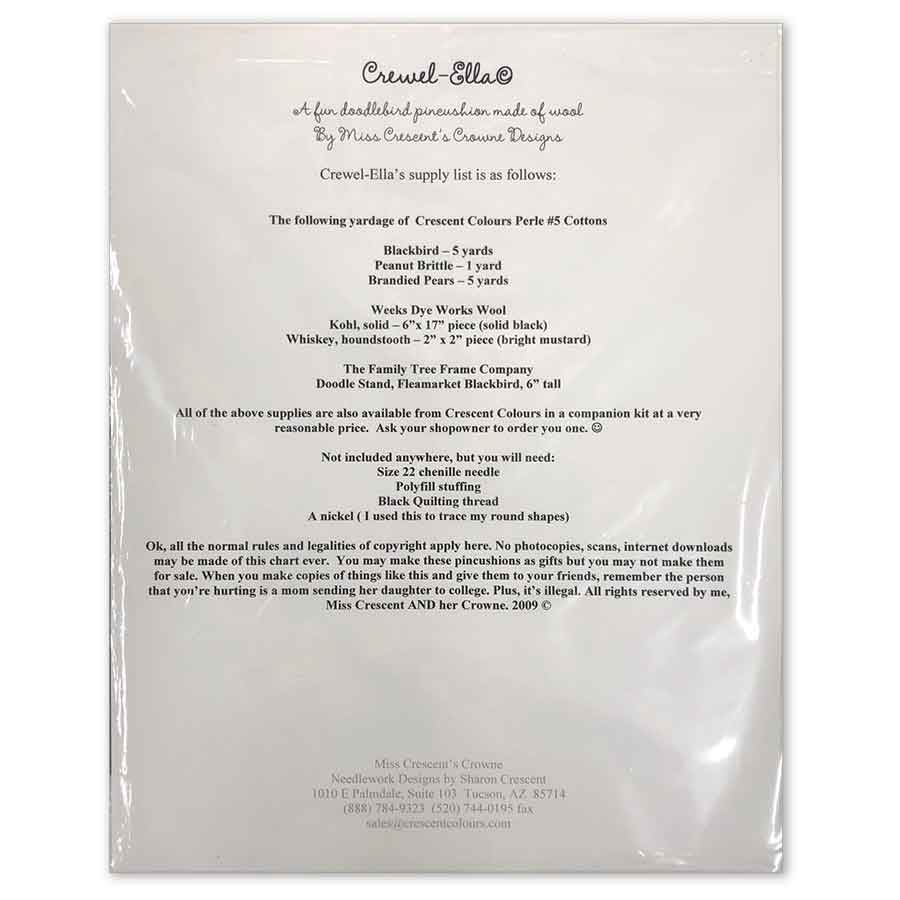 Crewel-ella - Doodlebird Pin Cushion Pattern notions required