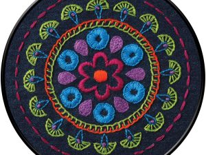 46229 Denim Bohemian Paisley Bucilla Stamped Embroidery Kit 6-Inch 