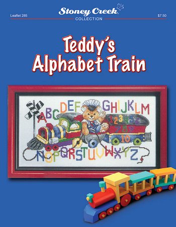"Teddy's Alphabet Train" Cross Stitch Pattern by Stoney Creek Leaflet 285