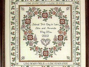 "Baltimore Rose Wedding Sampler" Cross Stitch Pattern from Rosewood Manor Q-1117