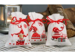 Christmas Gnomes Sachet Bags Cross Stitch Kit by Vervaco VO165994