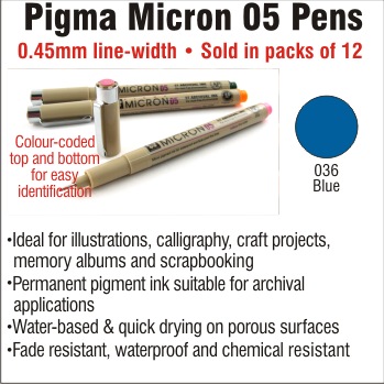 Pigma Micron 05 - Blue - Fine Point 0.45mm