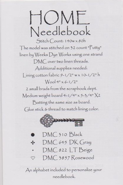 Home Needlebook Cross Stitch Pattern by La-D-Da