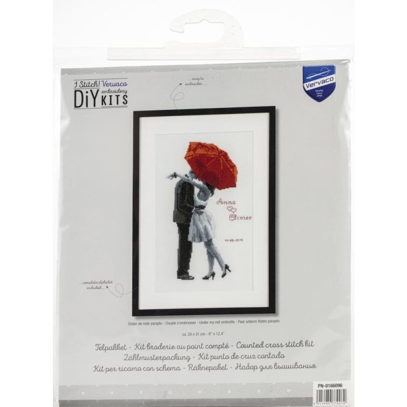 Red Umbrella Cross Stitch Kit by Vervaco V0166096