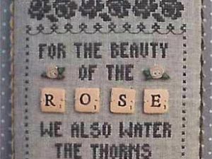Rose - Scrabble 3 Cross Stitch pattern with Buttons from Puntini Puntini