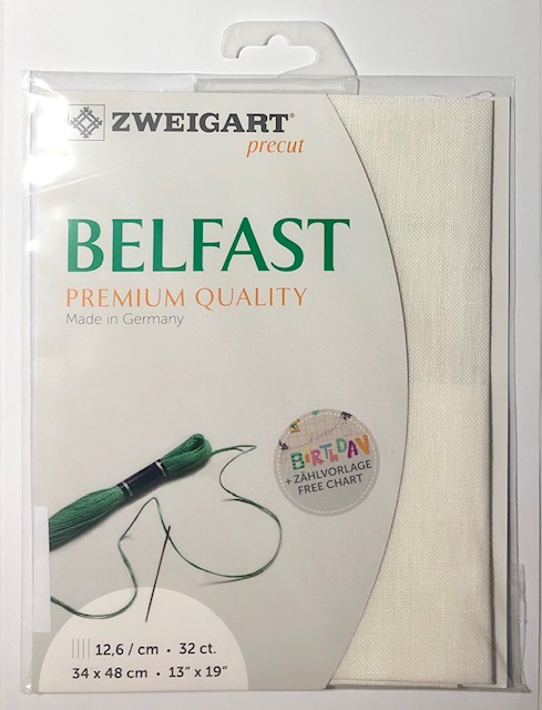32ct Zweigart Belfast Linen 101 Antique White Pack 34 x 48cm