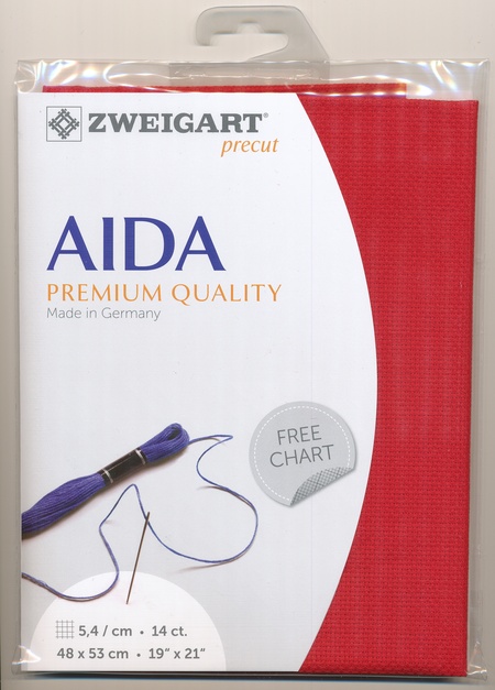 954 Christmas Red Zweigart 14ct Aida 48 x 53cm