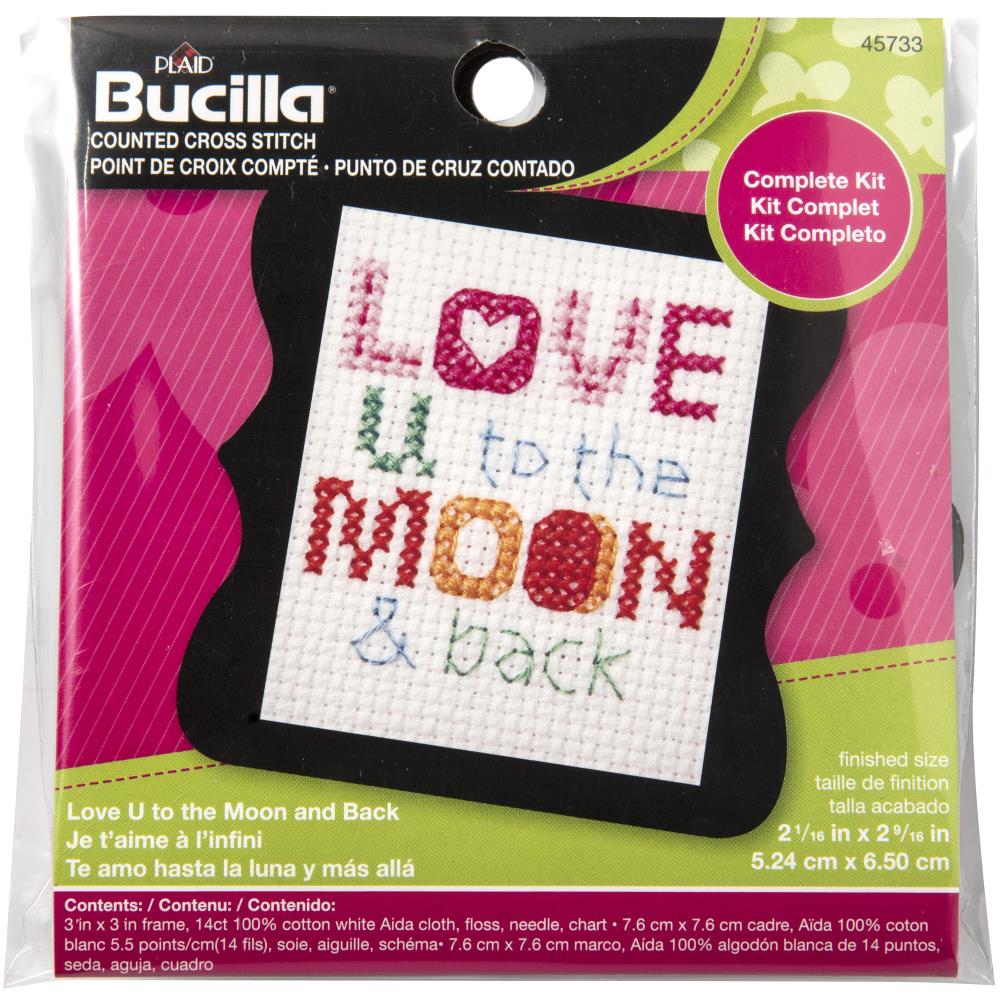 Love U to the Moon Beginners Cross Stitch Kit by Bucilla - Image 2