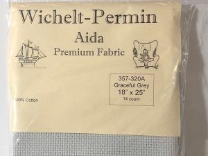 Wichelt Permin Premium Aida Cross Stitch Fabric 16 Count Graceful Grey 18 x 25