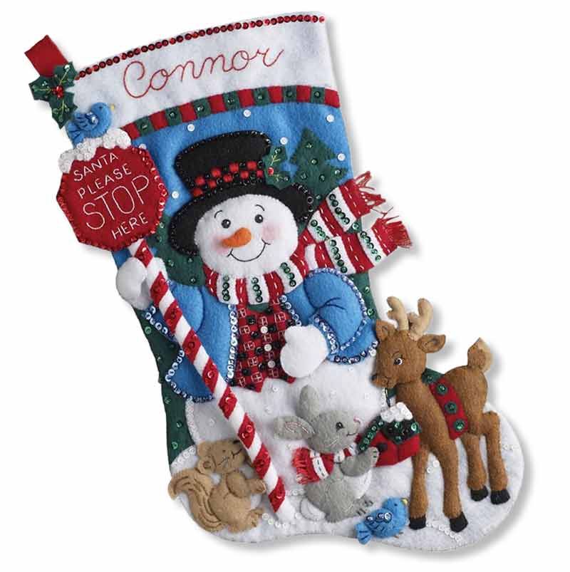 santa stop here bucilla stocking kit