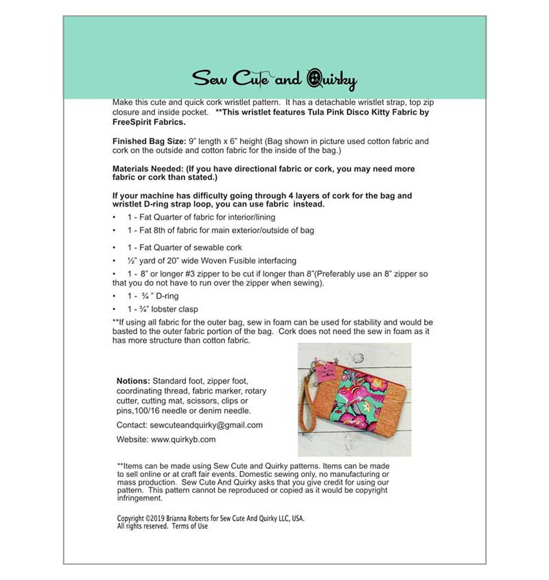 The Miss Kitty Wristlet Pattern by Sew Cute And Quirky - Image 2