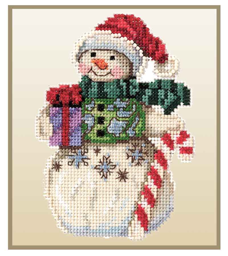 snowman with candy cane
