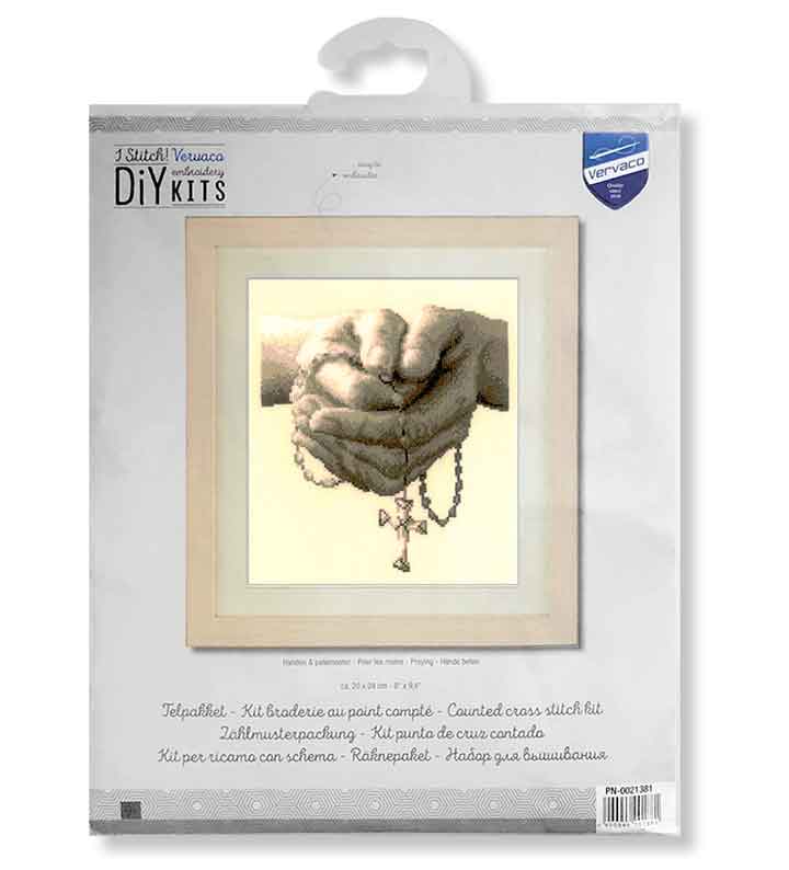 praying cross stitch kit