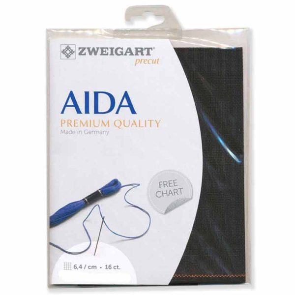 Zweigart 16 count Black Aida Pack 36cm x 48cm