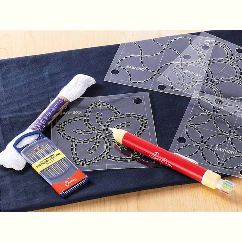 sashiko fabric templates and threa