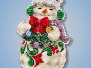 snowman with earmuffs beaded kit by mill hill