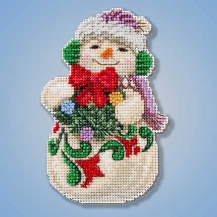 snowman with earmuffs beaded kit by mill hill