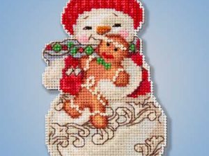 snowman with gingerbread beaded mill hill kit