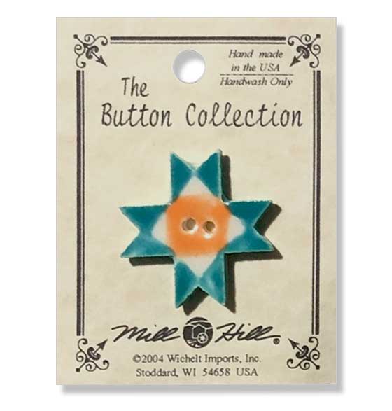 turquoise ohio star ceramic button 86425