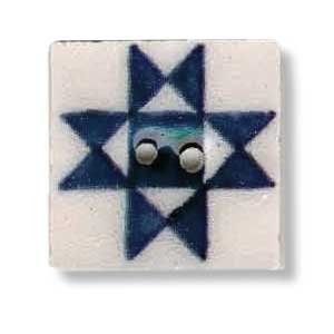 blue ohio star ceramic button 87004