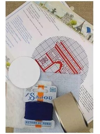 Arc de Triomphe Blue Box Cross Stitch Kit by Sajou - Image 2