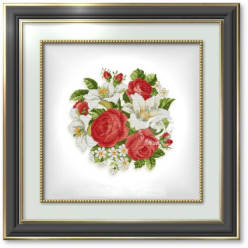Roses and Lillis cross stitch pattern by Ellen Maurer-Stroh