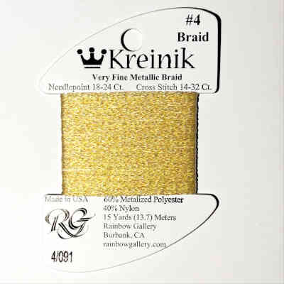 091 Star Yellow Kreinik very fine braid on a card