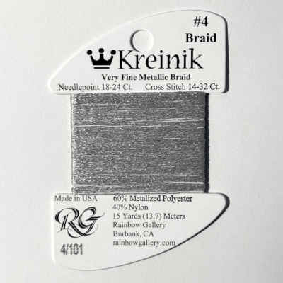 101 Platinum Kreinik very fine braid on a card