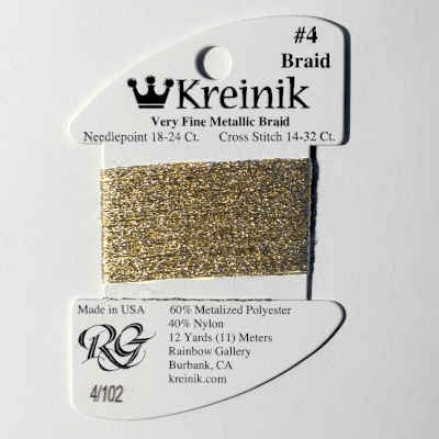 102 Vatican Gold Kreinik very fine braid on a Card