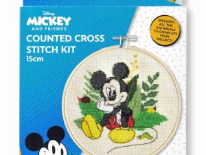 mickey cross stitch kit with 15cm bamboo hoop