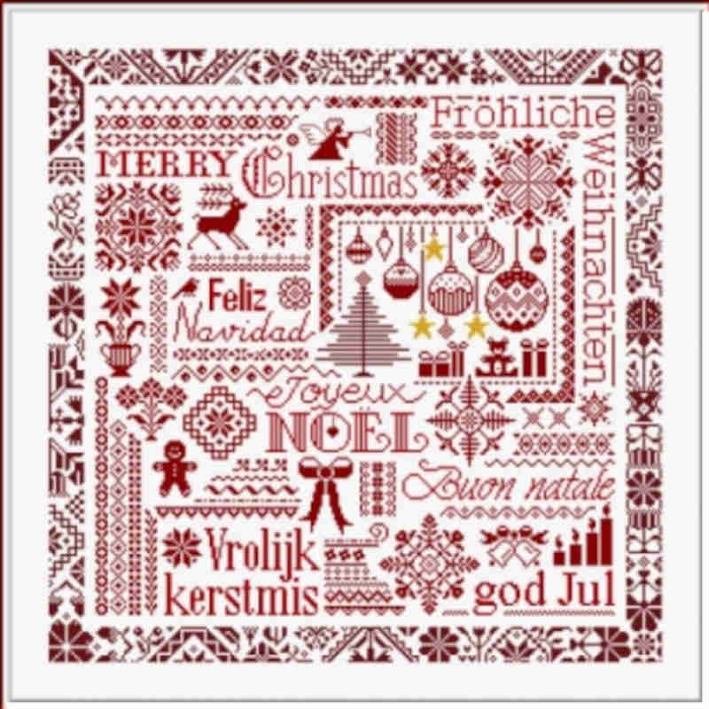 Red Christmas Cross stitch pattern by Jardin Prive - Image 2