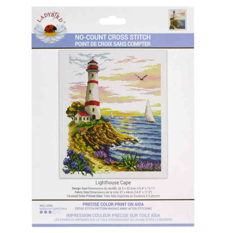 Lighthouse Cape Pre-Printed cross stitch kit by Ladybird