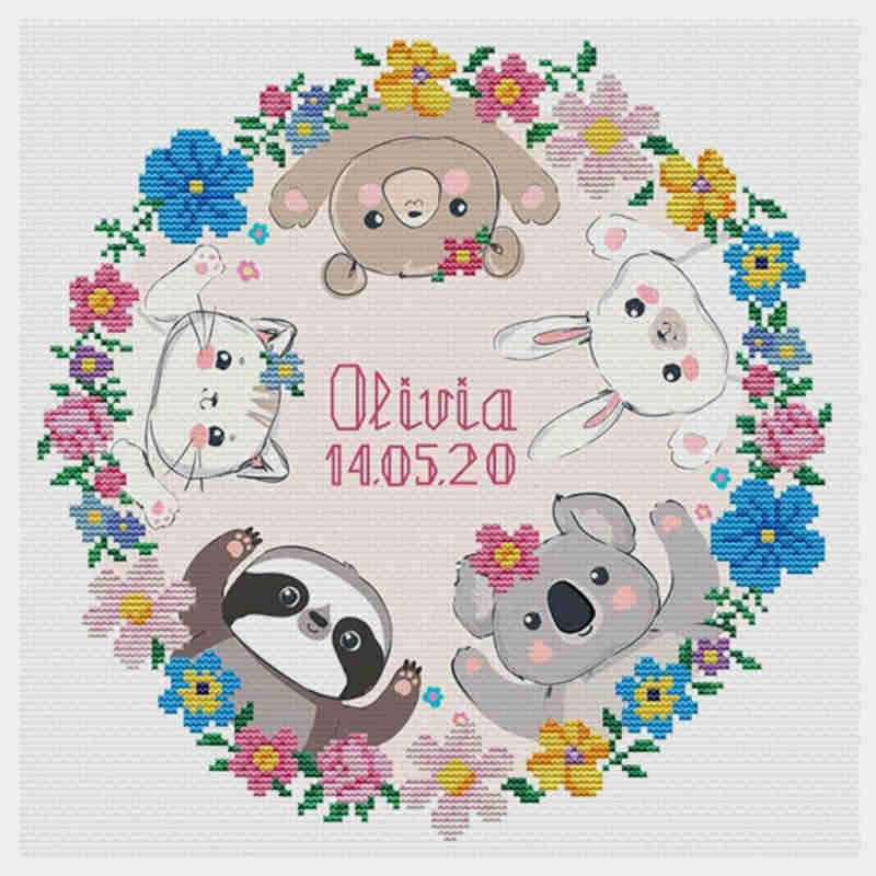 Sweet Baby Birth Samper pre printed no-count cross stitch kit by Ladybird