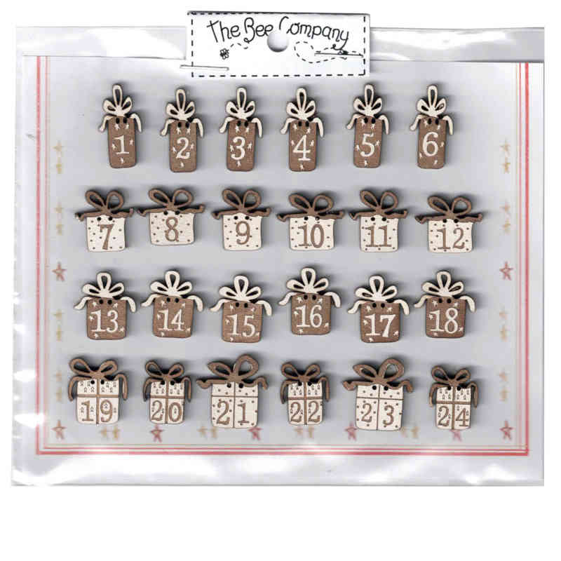 Gift Shaped Advent Calendar Buttons by The Bee Company