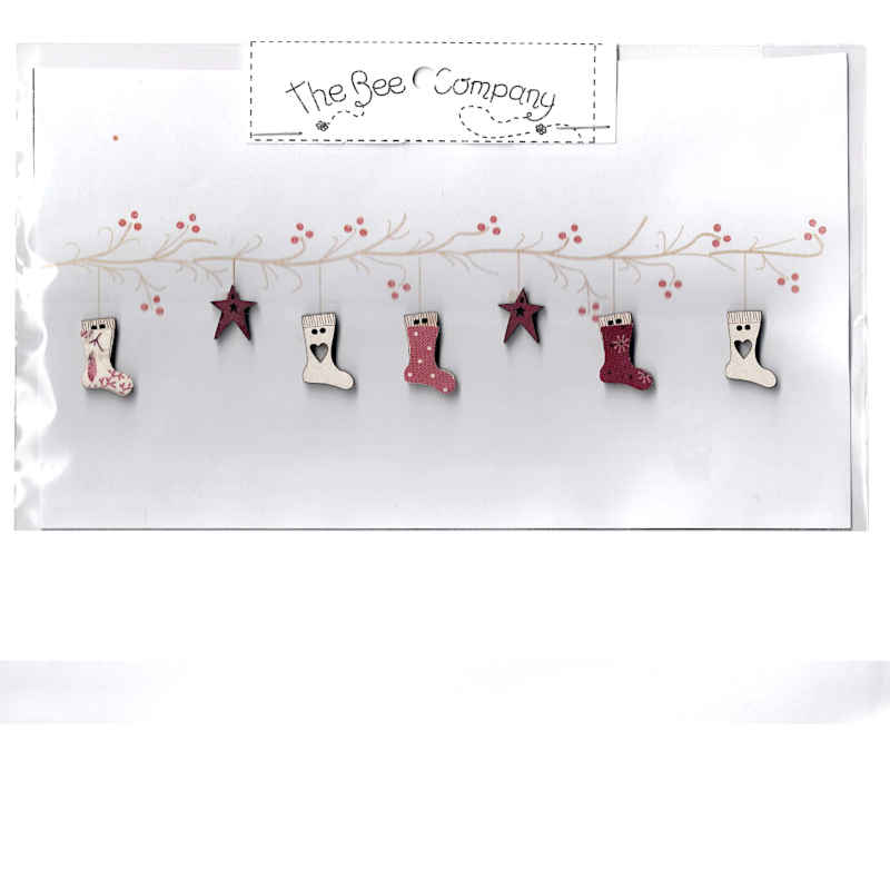Christmas Boots garland wooden buttons by The Bee Company