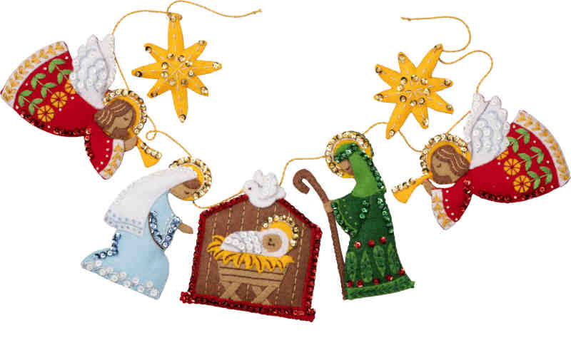 Nativity felt applique Ornaments Garland Kit by Bucilla - Image 2