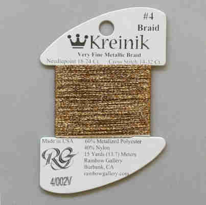 002V Vintage Gold kreinik very fine braid on a card