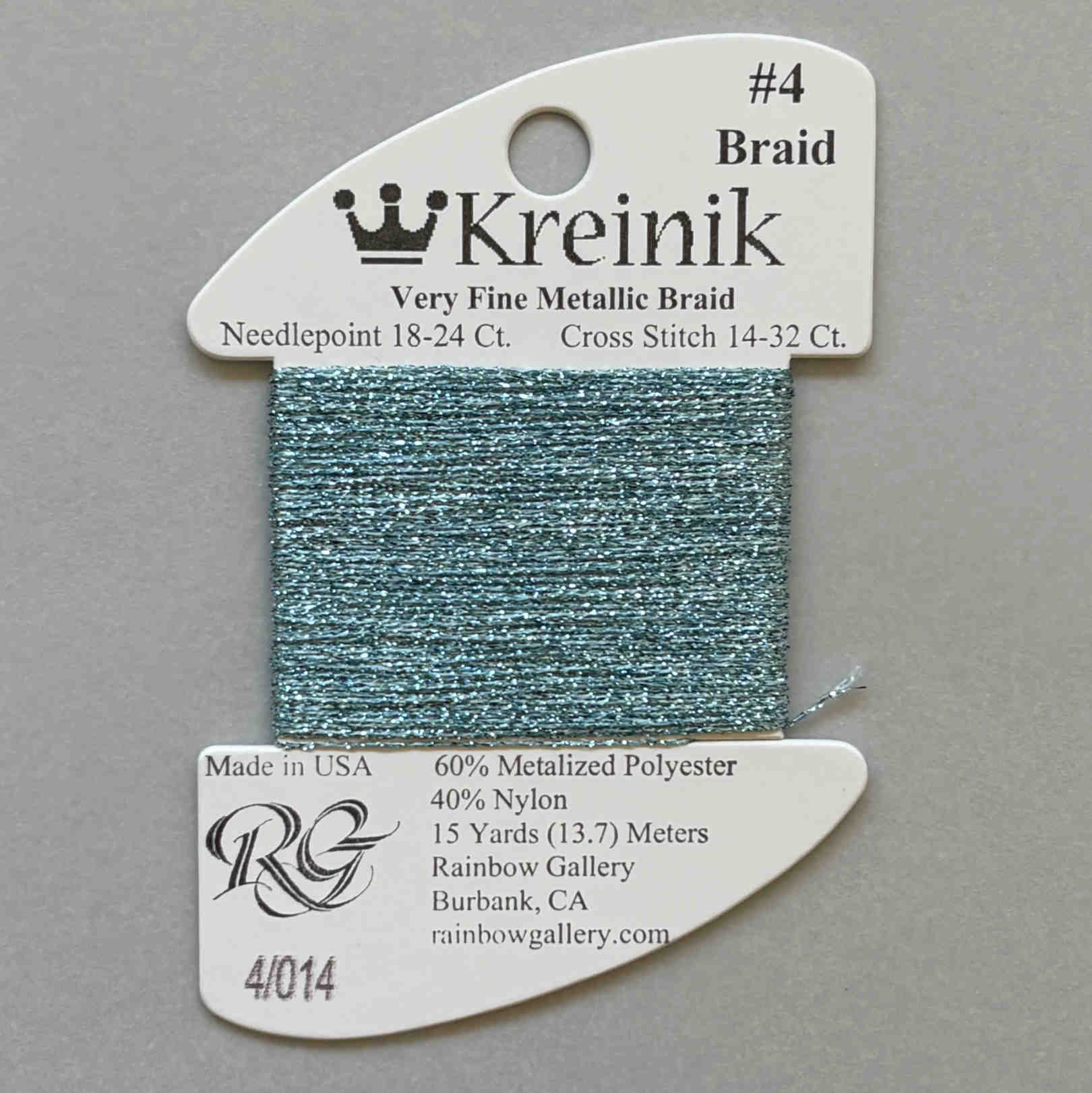 014 sky blue kreinik very fine braid on card