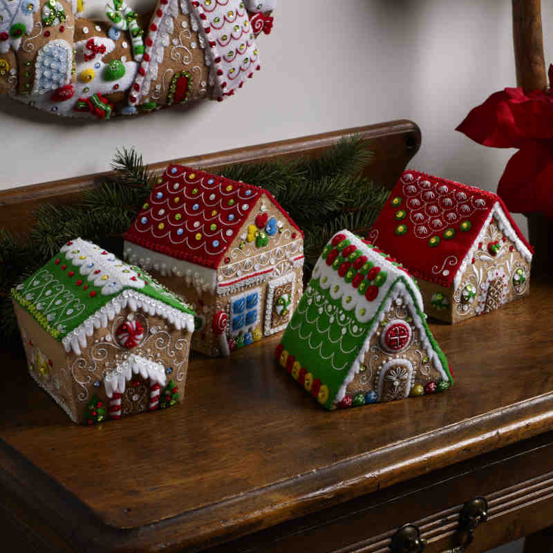 Gingerbread Christmas Felt Cottage Ornaments Kit by Bucilla - Image 2