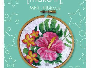 HIbiscus mini cross stitch kit with Bamboo hoop from Make It