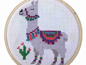 Llama mini cross stitch kit with hoop from Make It