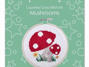 Mushrooms mini cross stitch kit with hoop from Make It