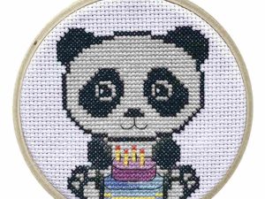 Panda mini cross stitch kit with Bamboo hoop from Make It