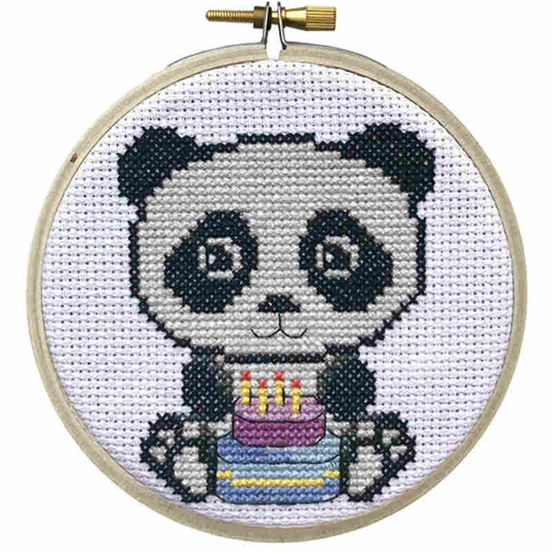 Panda mini cross stitch kit with Bamboo hoop from Make It