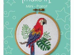 Parrot mini cross stitch kit with Bamboo hoop from Make It