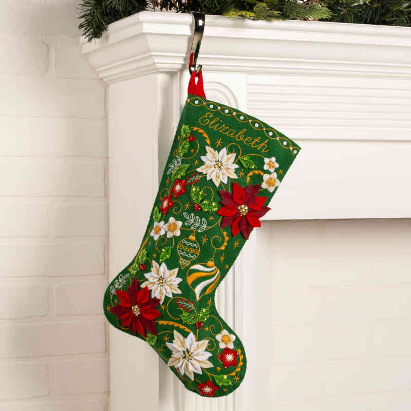 Poinsettia Elegance Felt Stocking Kit by Bucilla - Image 2