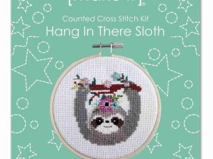 Sloth mini cross stitch kit with hoop from Make It