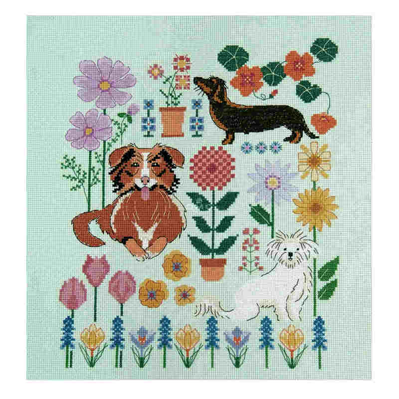 Dogs in the Garden cross stitch kit from DMC